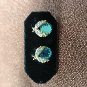 Betsey Johnson Gold-Tone Blue Glass Crystal Bug Stud Earrings